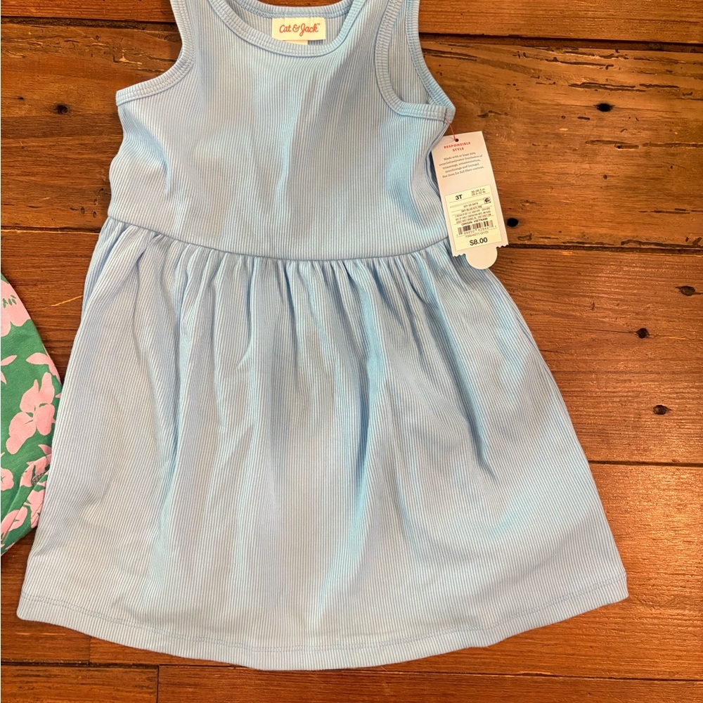 Cat & Jack Girls' Sleeveless Knit Dress - Pink, Light Blue, Green Floral - Picture 5 of 11